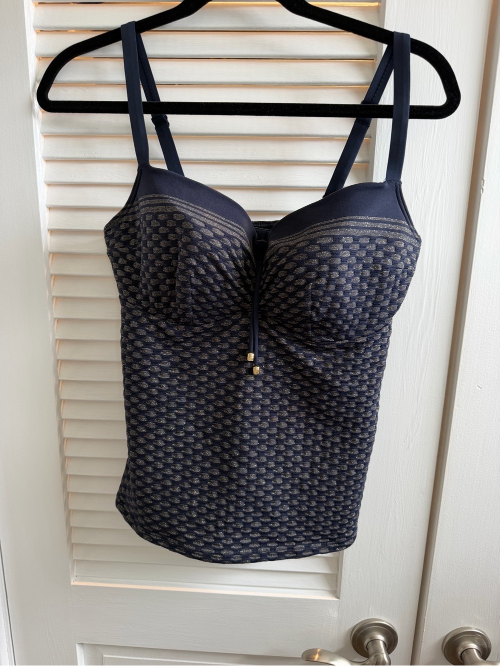 Prima Donna Navy and Gold Fleck Patterned Women's Swimwear 38 D Tankini